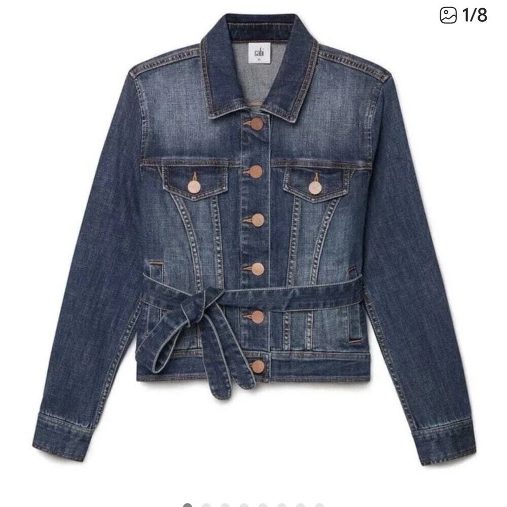 Cabi Dylan Denim Jean Jacket with Belt Size XL Style‎ 5662 Button Down